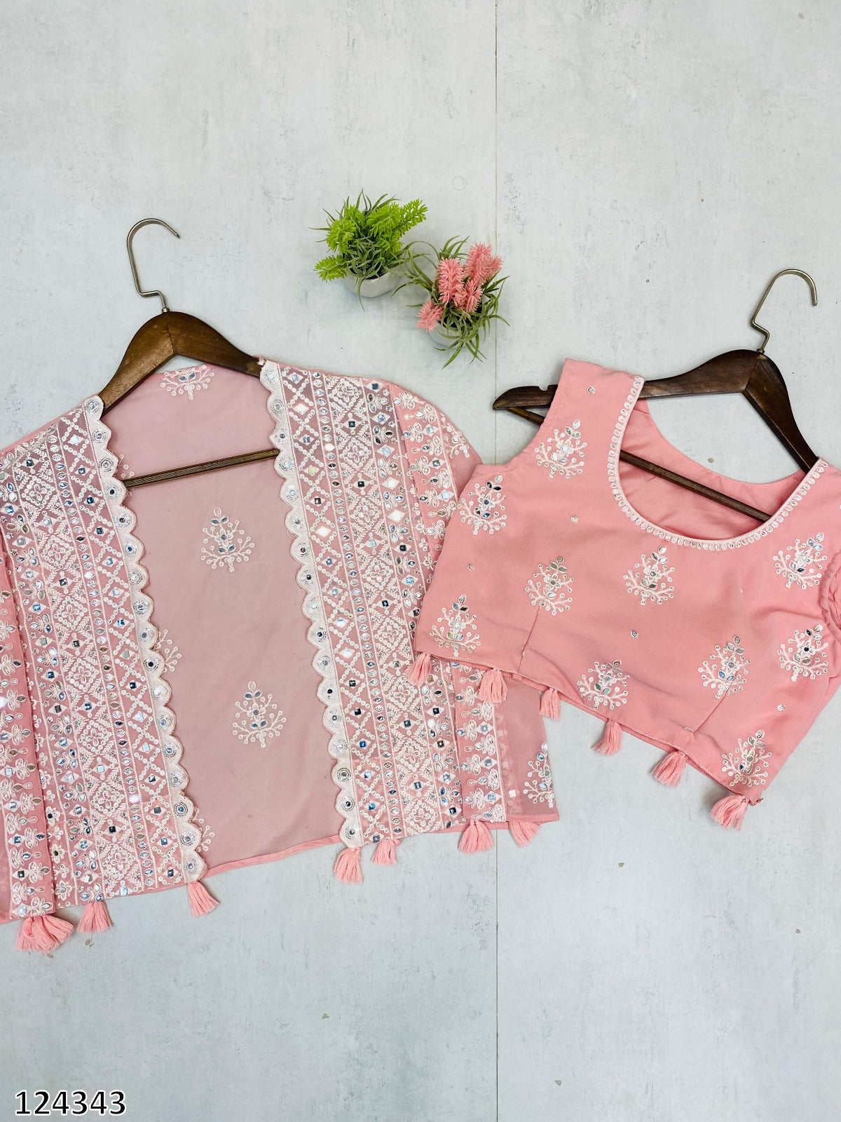 Trending Party Wear 3-Piece Set | Blouse, Palazzo & Shrug with Sequence Embroidery