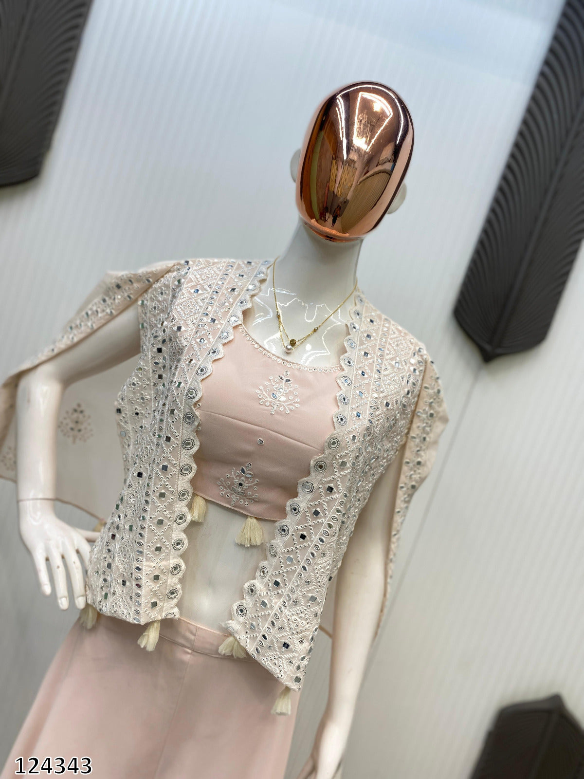 Trending Party Wear 3-Piece Set | Blouse, Palazzo & Shrug with Sequence Embroidery