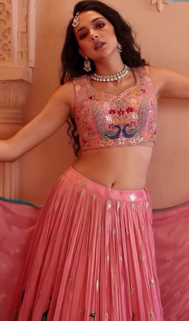 Wedding Wear Pure Chinon Embroidered Lehenga Choli Set