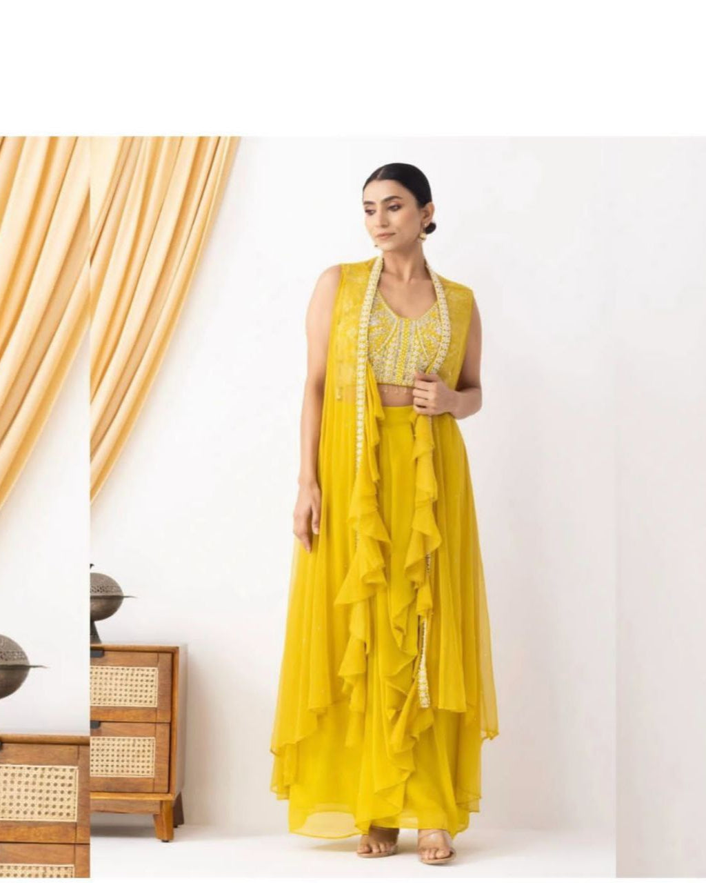 Western 3-Piece Georgette Outfit with Handwork & Embroidery – Party & Wedding Wear