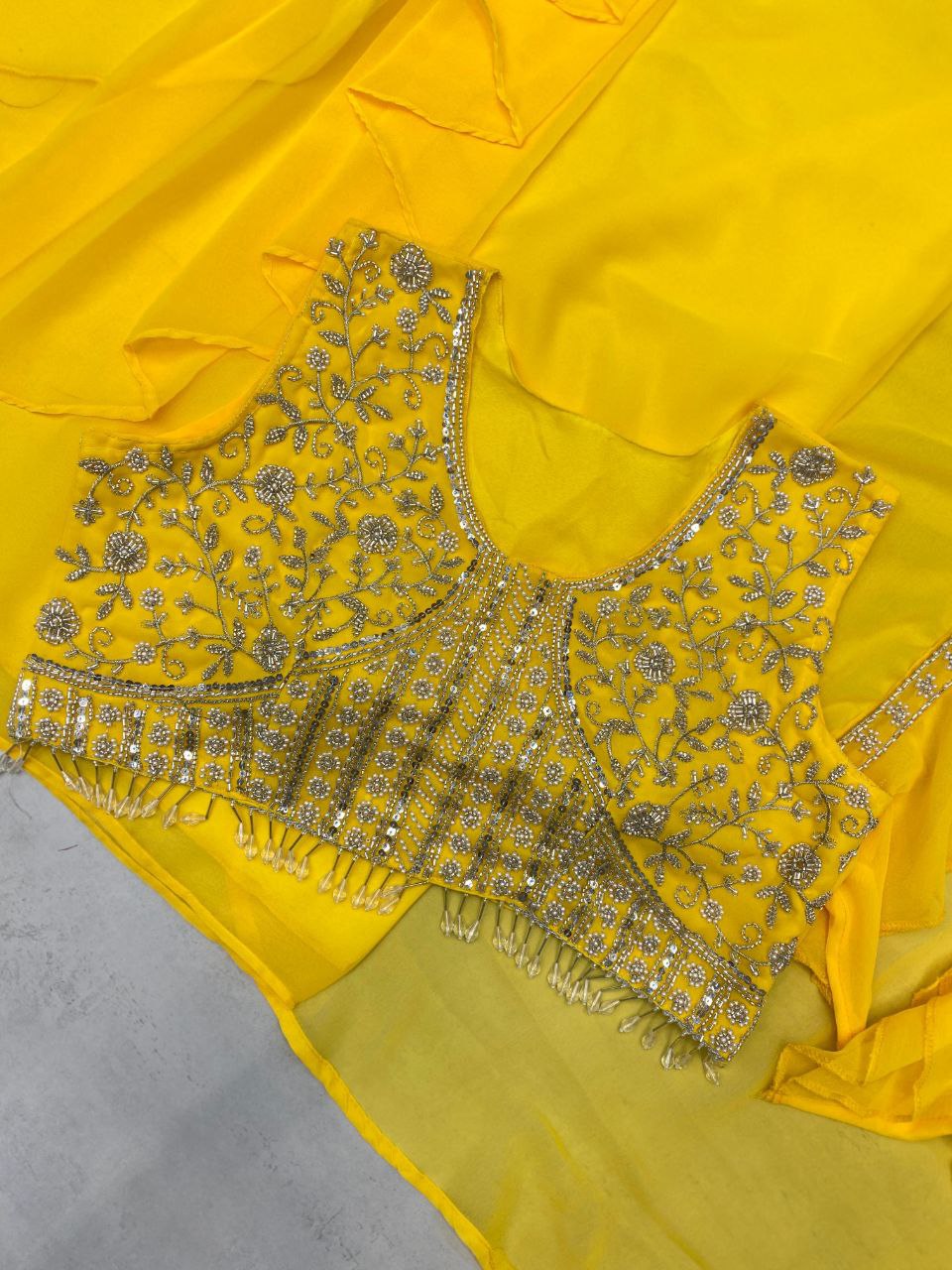 Western 3-Piece Georgette Outfit with Handwork & Embroidery – Party & Wedding Wear