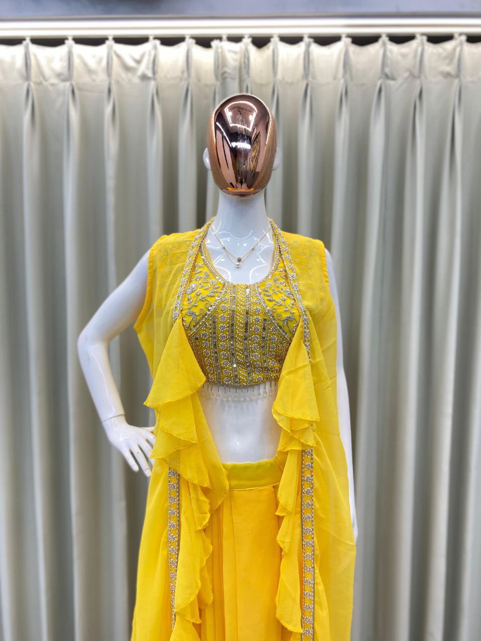 Western 3-Piece Georgette Outfit with Handwork & Embroidery – Party & Wedding Wear
