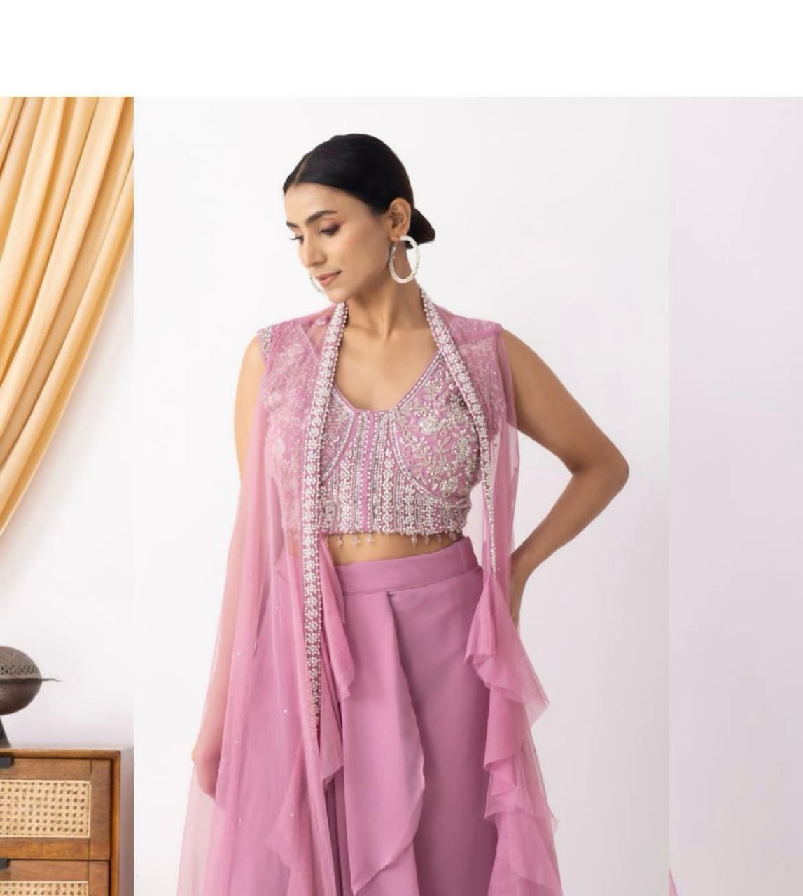 Western 3-Piece Georgette Outfit with Handwork & Embroidery – Party & Wedding Wear