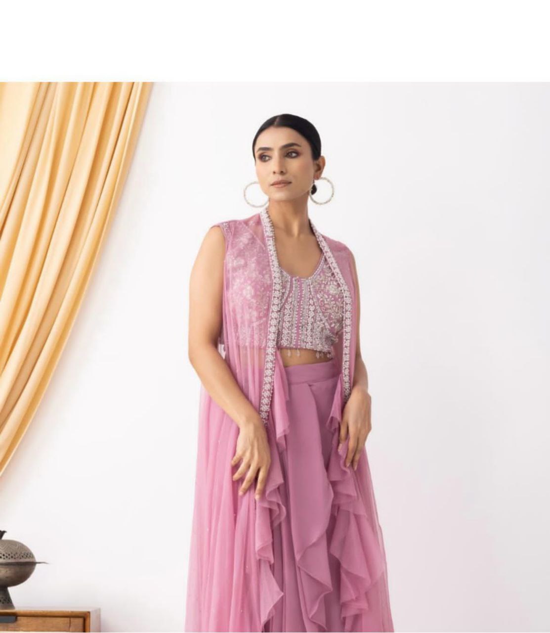 Western 3-Piece Georgette Outfit with Handwork & Embroidery – Party & Wedding Wear