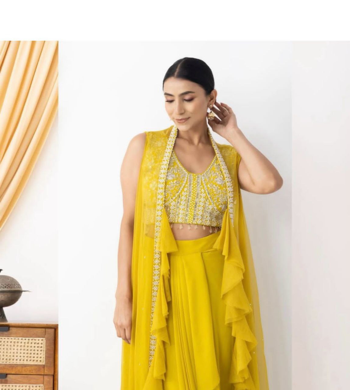 Western 3-Piece Georgette Outfit with Handwork & Embroidery – Party & Wedding Wear