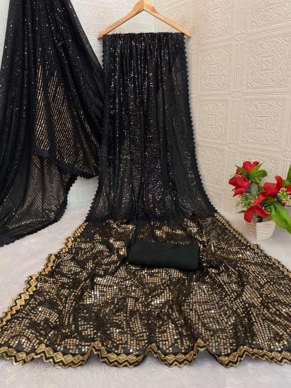 Premium Georgette Sequin Embroidered Saree – Elegant Party & Festive Wear