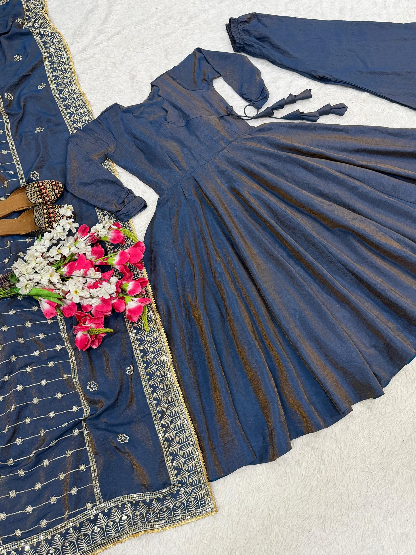 Designer Anarkali Suit with Plazzo & Dupatta | Fully Stitched