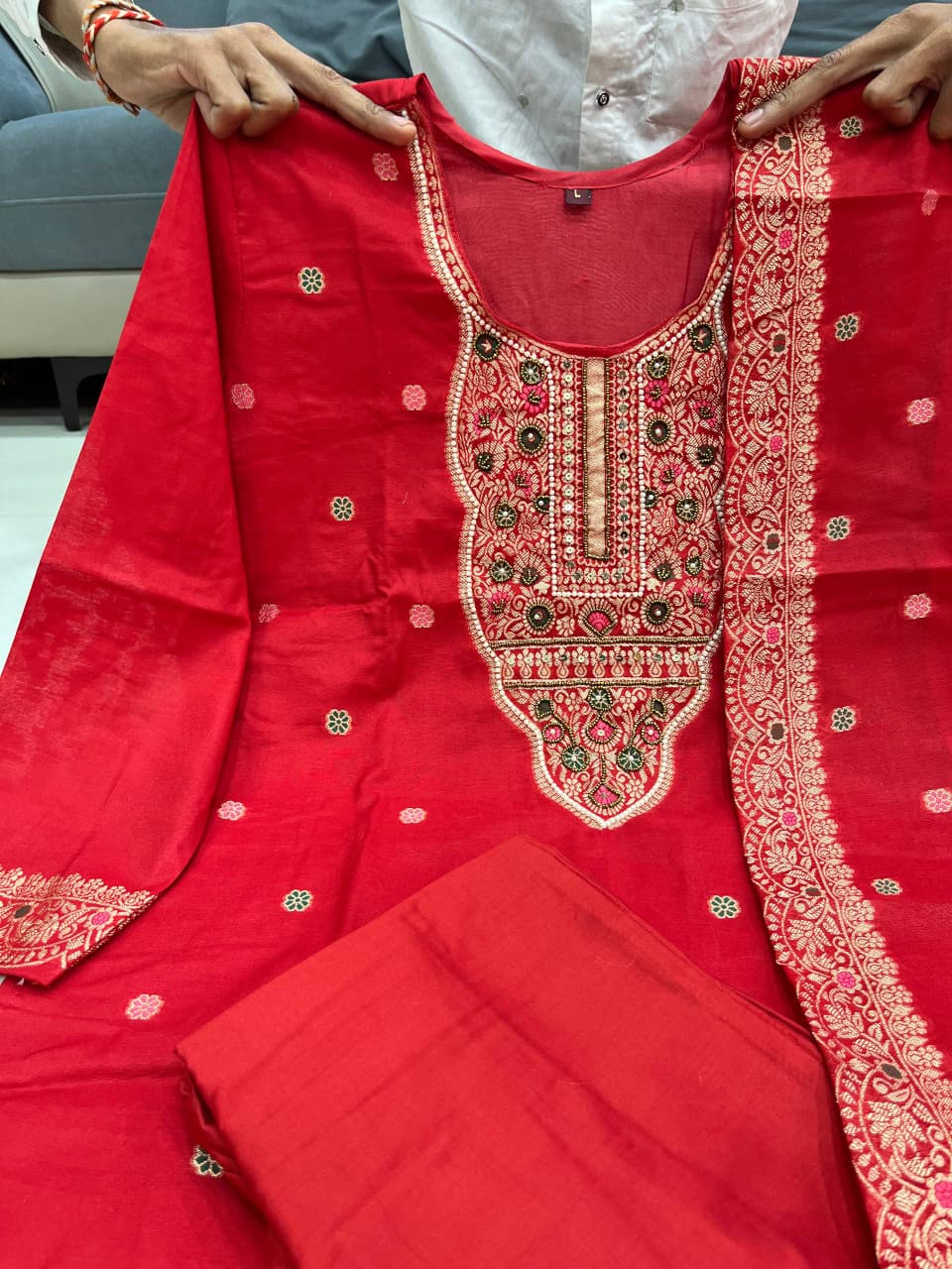 Wedding Special Pure Banarasi Suit Set with Pant & Zari Jacquard Dupatta