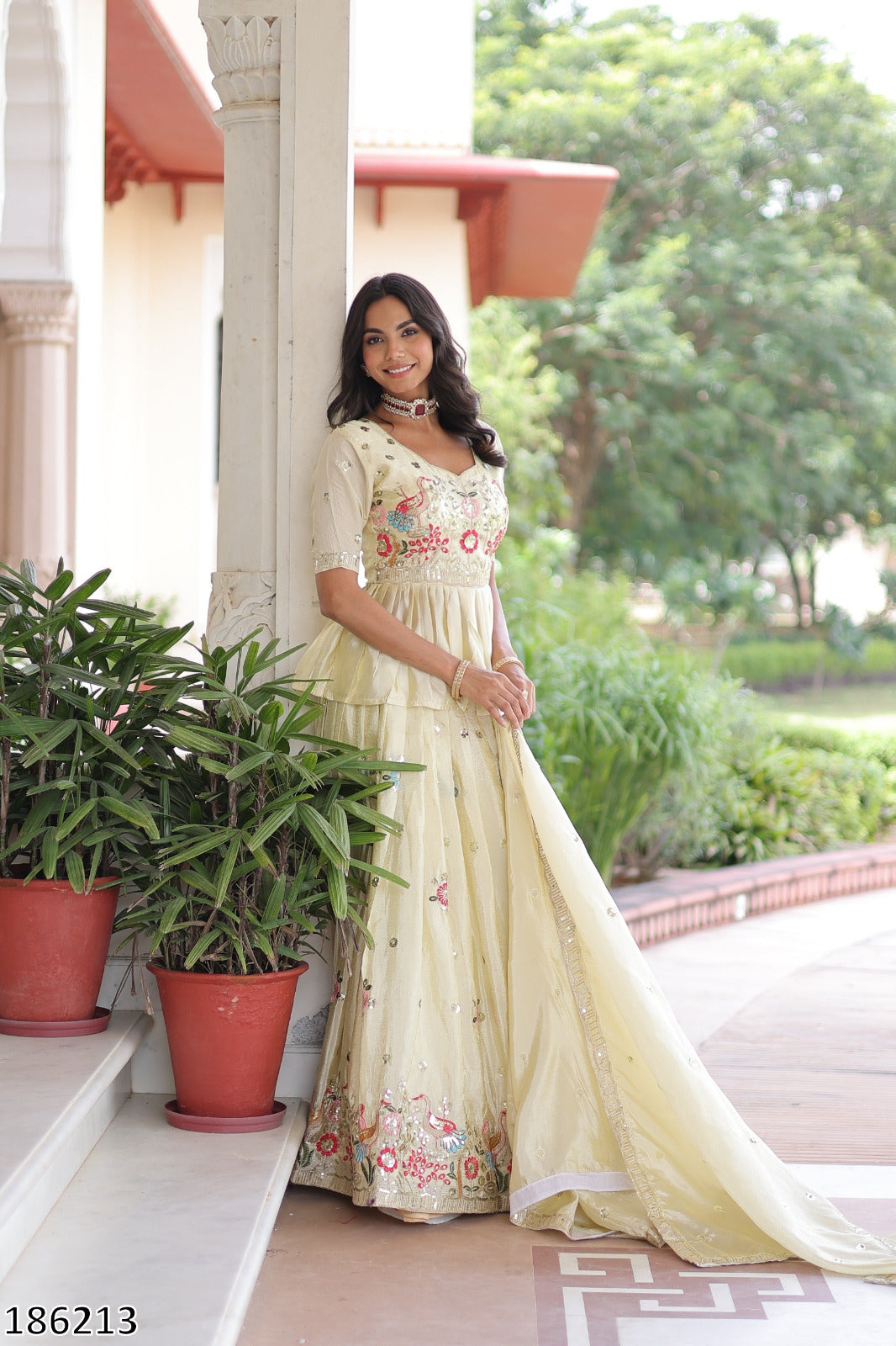 Premium Gold Crush Sequins Embroidered Lehenga Choli Set