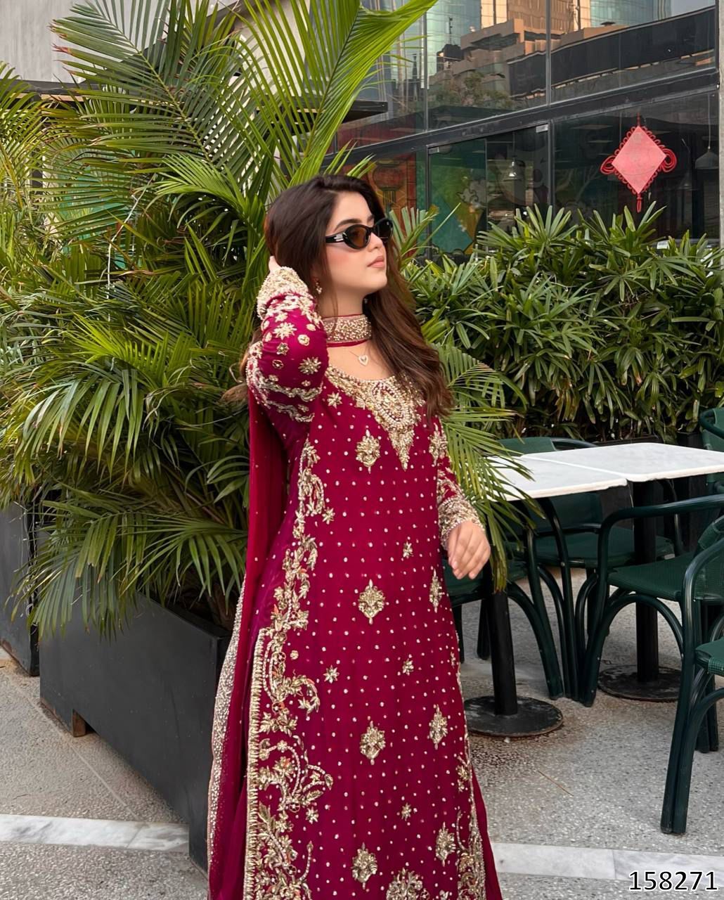 Designer Fox Georgette Top Palazzo Set with Dupatta