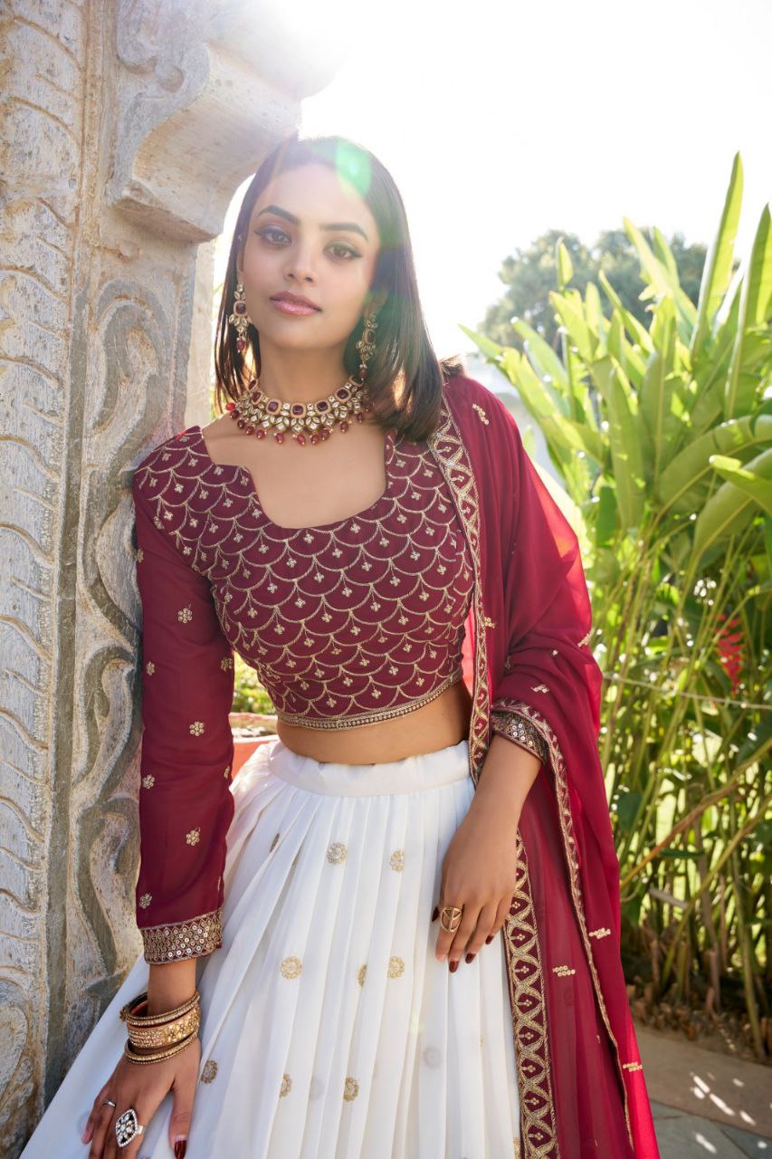 Wedding Georgette Lehenga Choli | Partywear Embroidery & Sequins Work Lehenga Choli