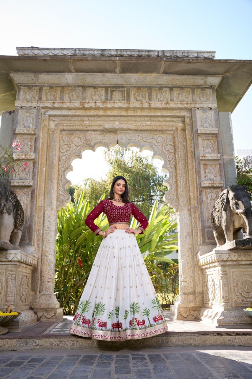 Wedding Georgette Lehenga Choli | Partywear Embroidery & Sequins Work Lehenga Choli