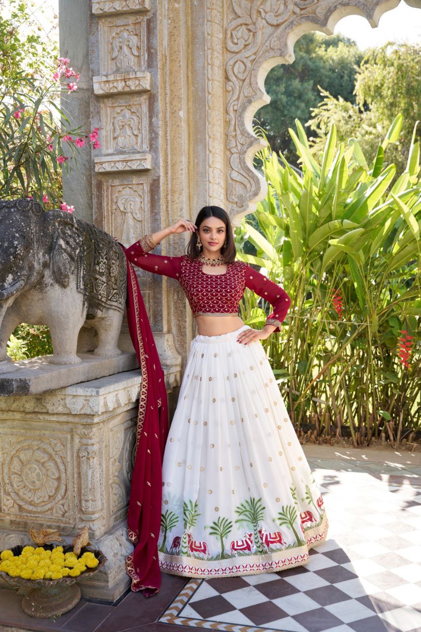 Wedding Georgette Lehenga Choli | Partywear Embroidery & Sequins Work Lehenga Choli