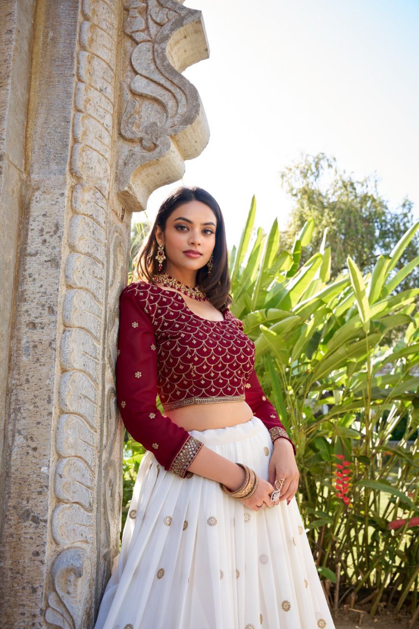 Wedding Georgette Lehenga Choli | Partywear Embroidery & Sequins Work Lehenga Choli