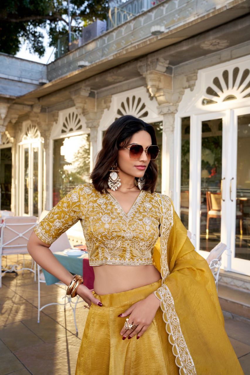 Partwear Goldie Silk Lehenga Choli with Lace Dupatta | Wedding Collection 2025