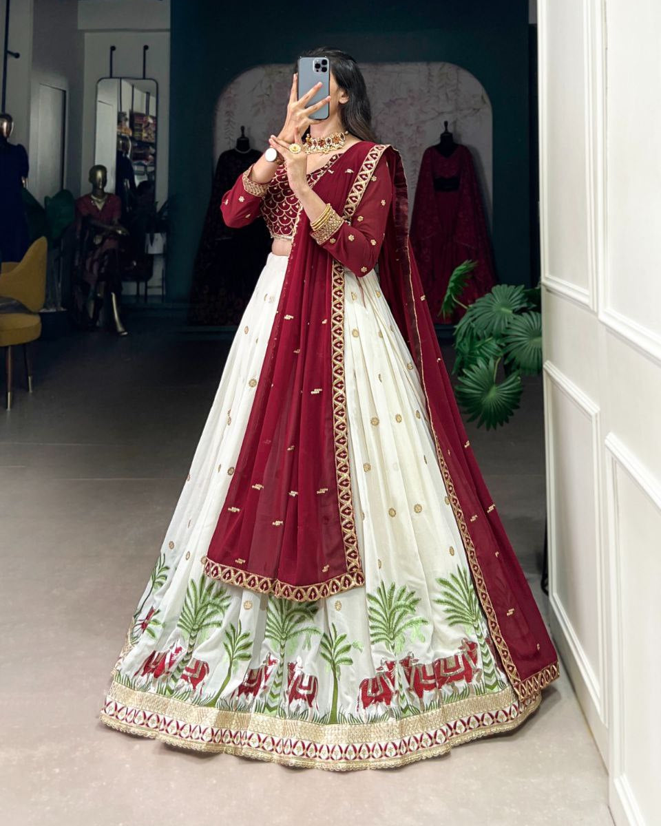 ANOKHI Wedding Collection Embroidered Georgette Lehenga Choli Set with Dupatta