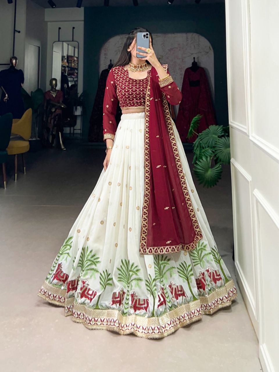 ANOKHI Wedding Collection Embroidered Georgette Lehenga Choli Set with Dupatta