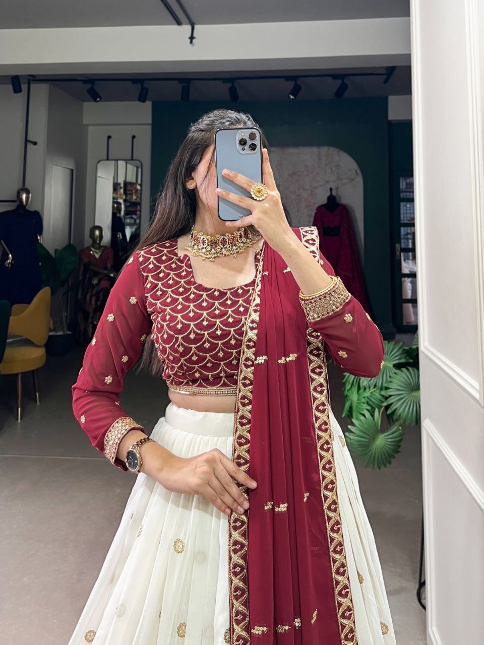 ANOKHI Wedding Collection Embroidered Georgette Lehenga Choli Set with Dupatta