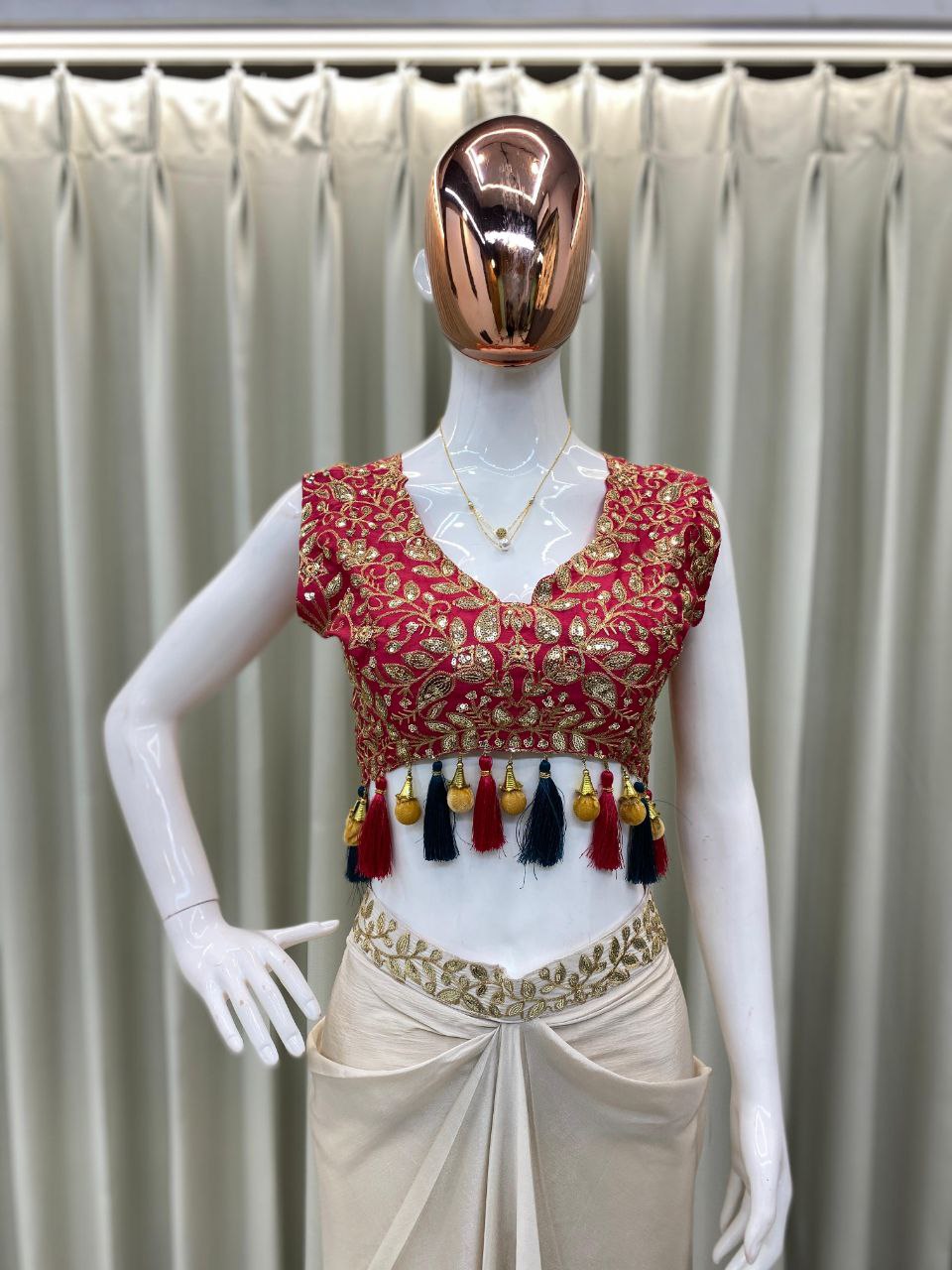 Party Wear Trendy Three-Piece Western Wedding Outfit with Sequence Embroidery and Shrug