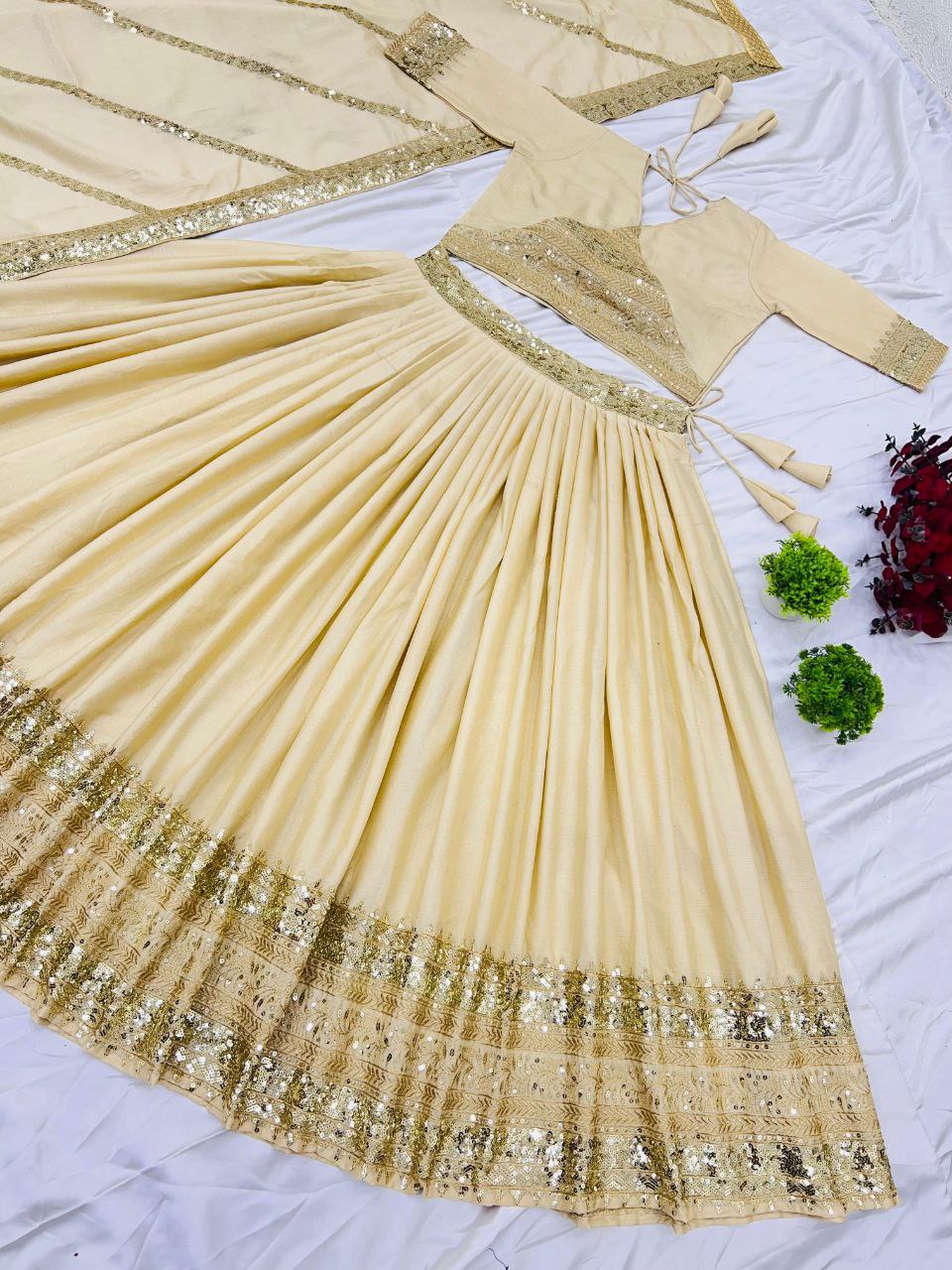 Wedding Collection Chinon Silk Lehenga Choli | Heavy Embroidery & Sequins Work