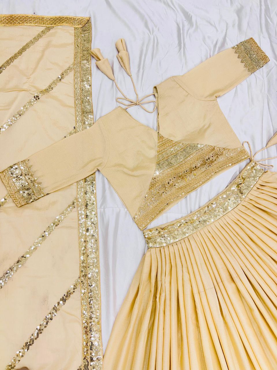 Wedding Collection Chinon Silk Lehenga Choli | Heavy Embroidery & Sequins Work