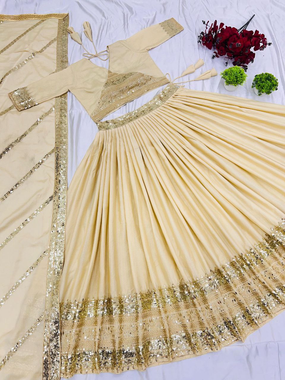 Wedding Collection Chinon Silk Lehenga Choli | Heavy Embroidery & Sequins Work