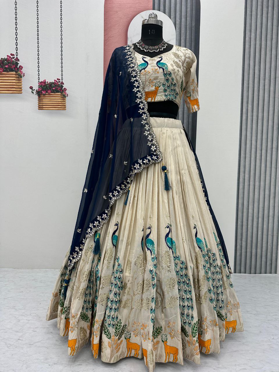 Wedding Wear Tissue Silk Lehenga Choli with Heavy Embroidery & Dupatta