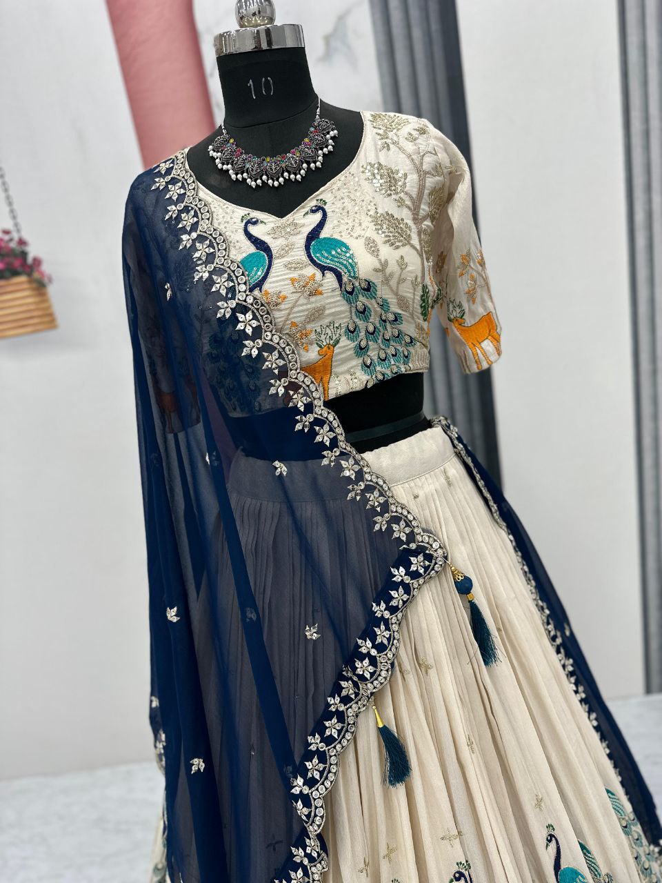 Wedding Wear Tissue Silk Lehenga Choli with Heavy Embroidery & Dupatta