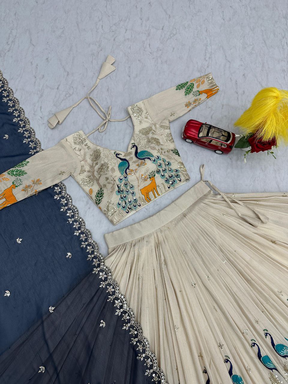 Wedding Wear Tissue Silk Lehenga Choli with Heavy Embroidery & Dupatta
