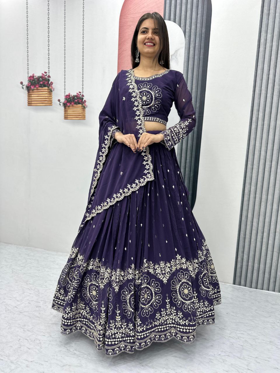 Party Wear Premium Embroidered Fox Georgette Lehenga Choli Set with Dupatta
