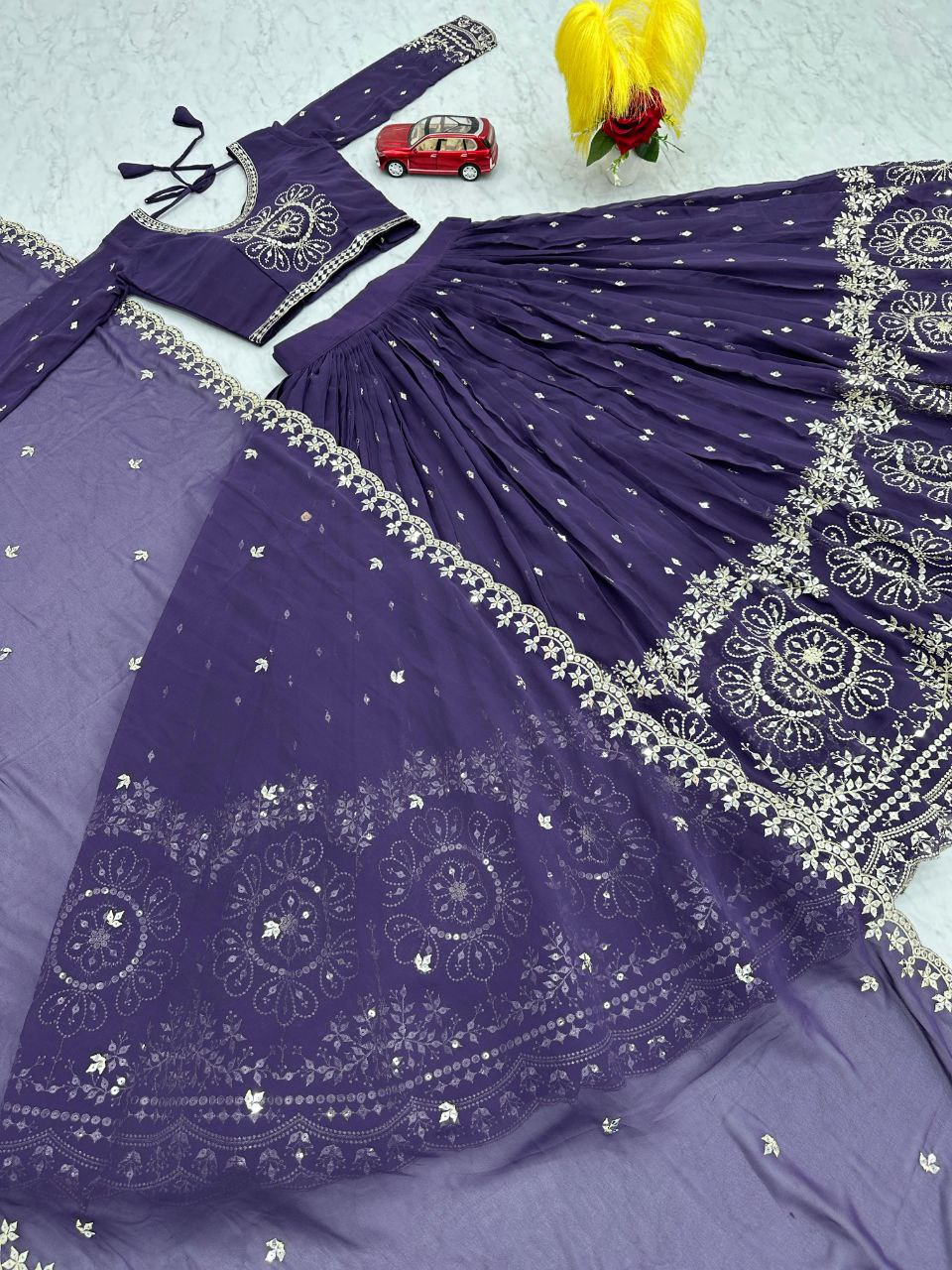 Party Wear Premium Embroidered Fox Georgette Lehenga Choli Set with Dupatta