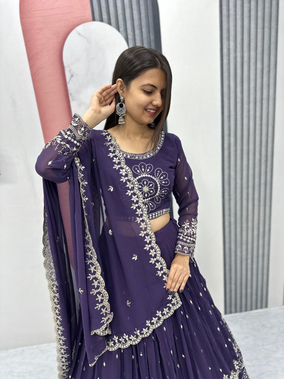 Party Wear Premium Embroidered Fox Georgette Lehenga Choli Set with Dupatta
