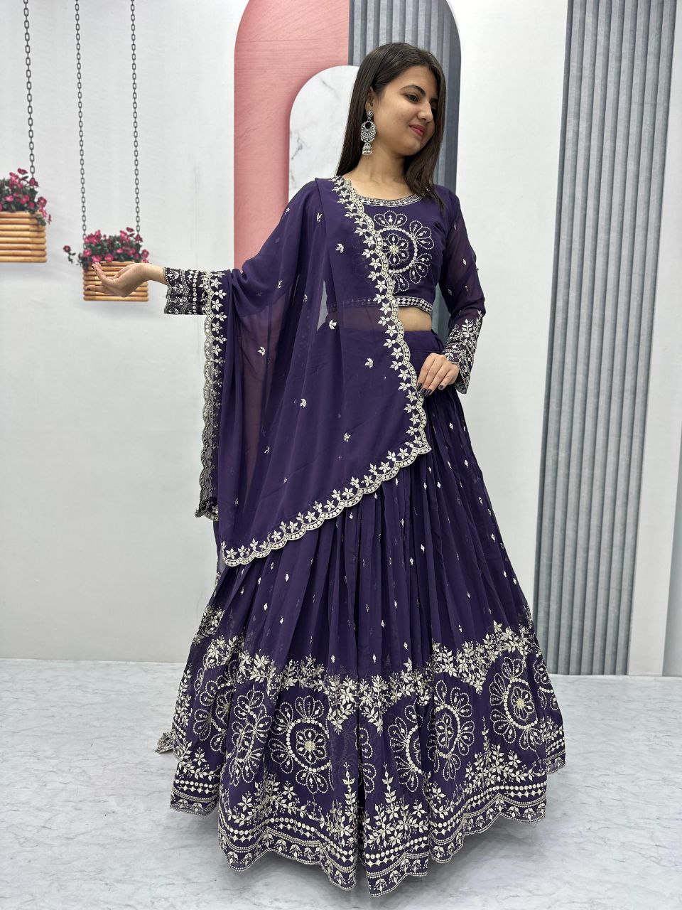Party Wear Premium Embroidered Fox Georgette Lehenga Choli Set with Dupatta