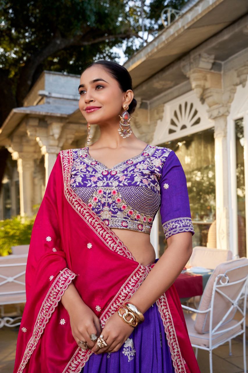Elevate Your Elegance with KESHVI’s Exquisite Vichitra Silk Lehenga Choli - Wedding Collection 2025