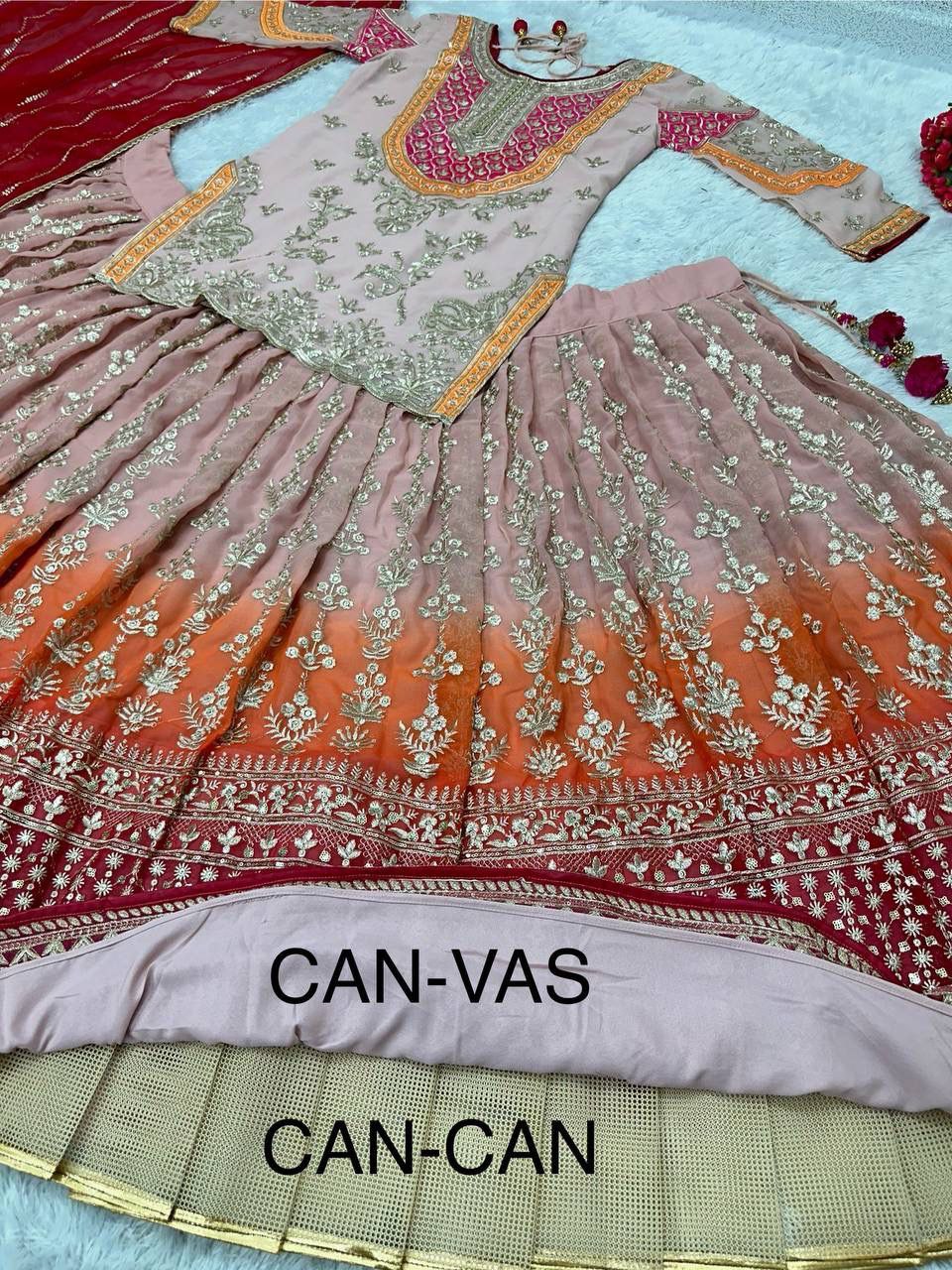 Designer Embroidered Sequins Lehenga Set – Faux Georgette with Dupatta