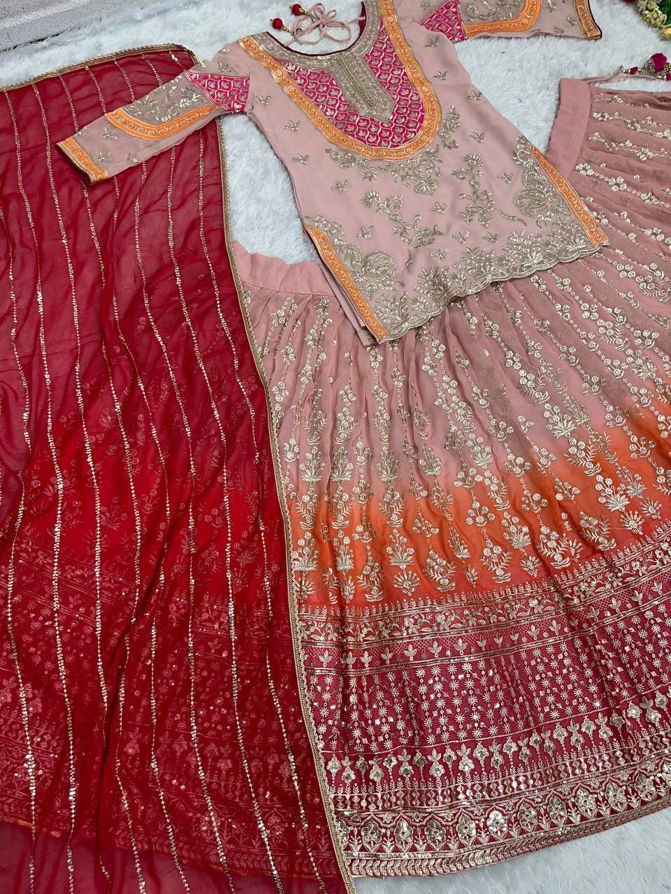 Designer Embroidered Sequins Lehenga Set – Faux Georgette with Dupatta