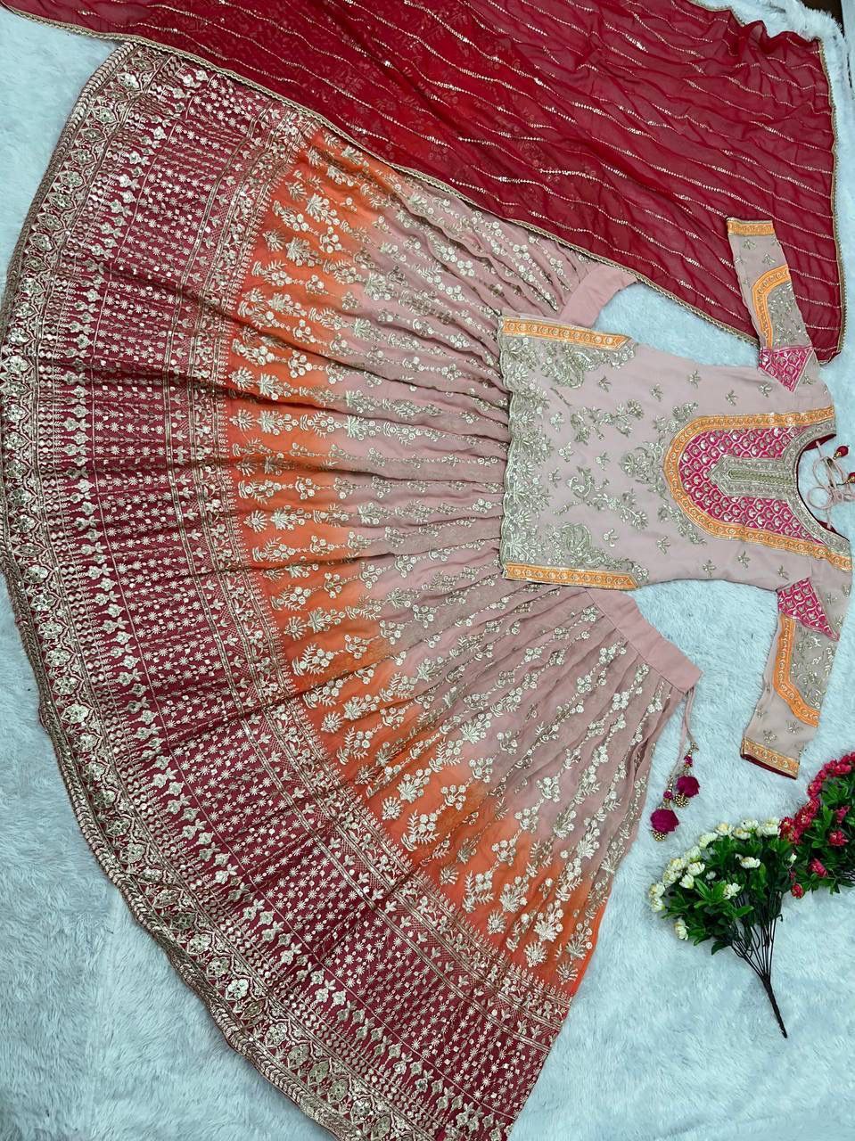 Designer Embroidered Sequins Lehenga Set – Faux Georgette with Dupatta