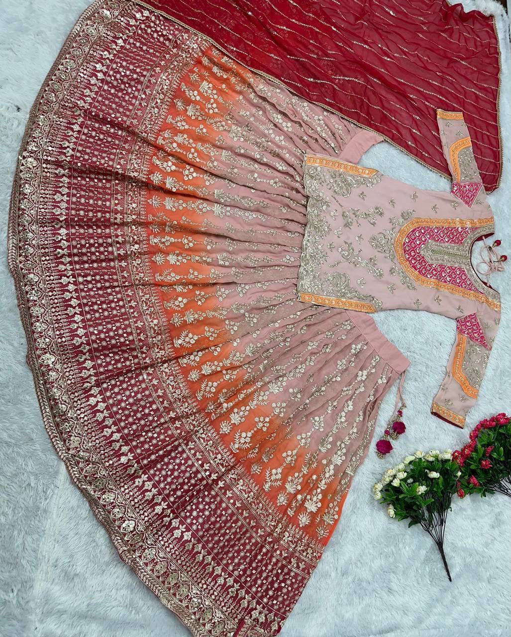 Designer Embroidered Sequins Lehenga Set – Faux Georgette with Dupatta