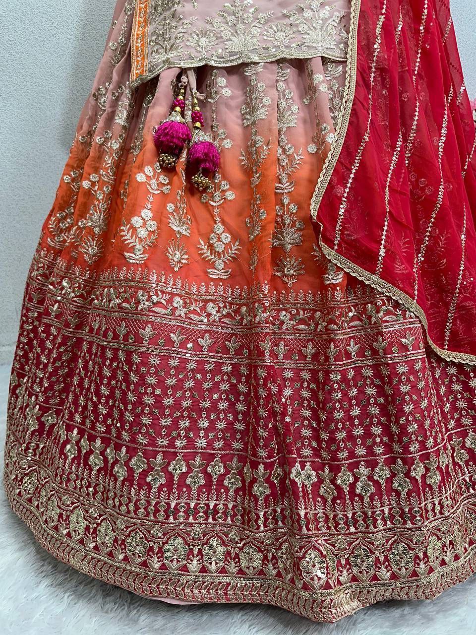 Designer Embroidered Sequins Lehenga Set – Faux Georgette with Dupatta