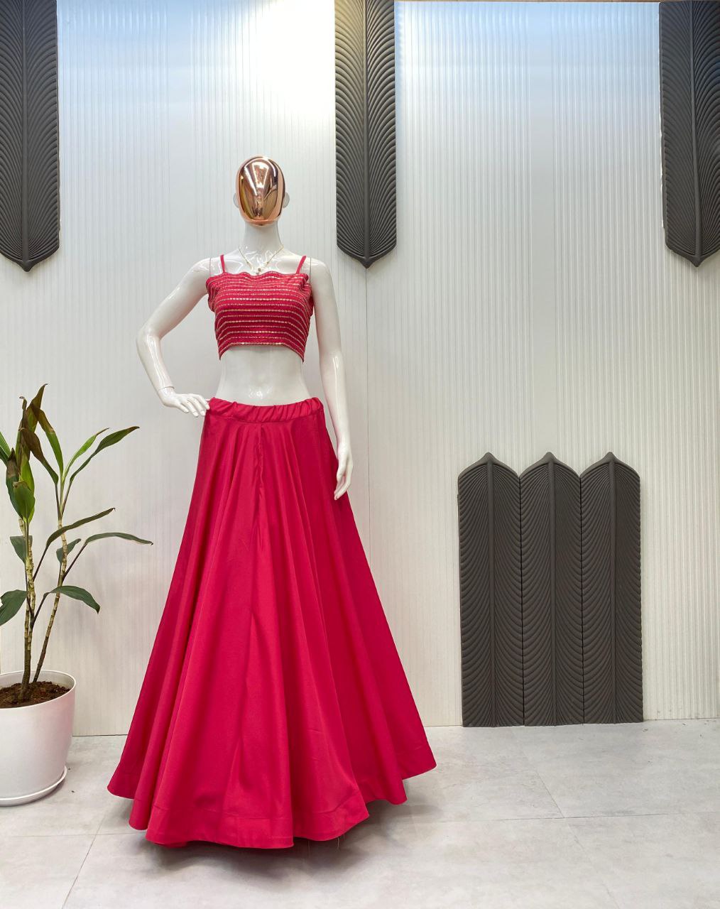 Trendy Indo-Western Outfit – Lahenga, Tube Blouse & Embroidered Shrug