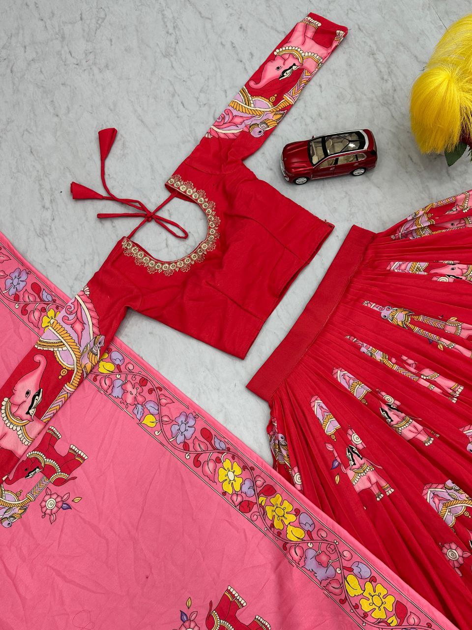 Kalamkari Cotton Lehenga Choli with Dupatta – Elegant Ethnic Wear