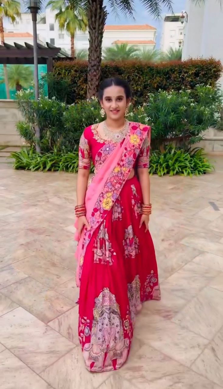 Kalamkari Cotton Lehenga Choli with Dupatta – Elegant Ethnic Wear