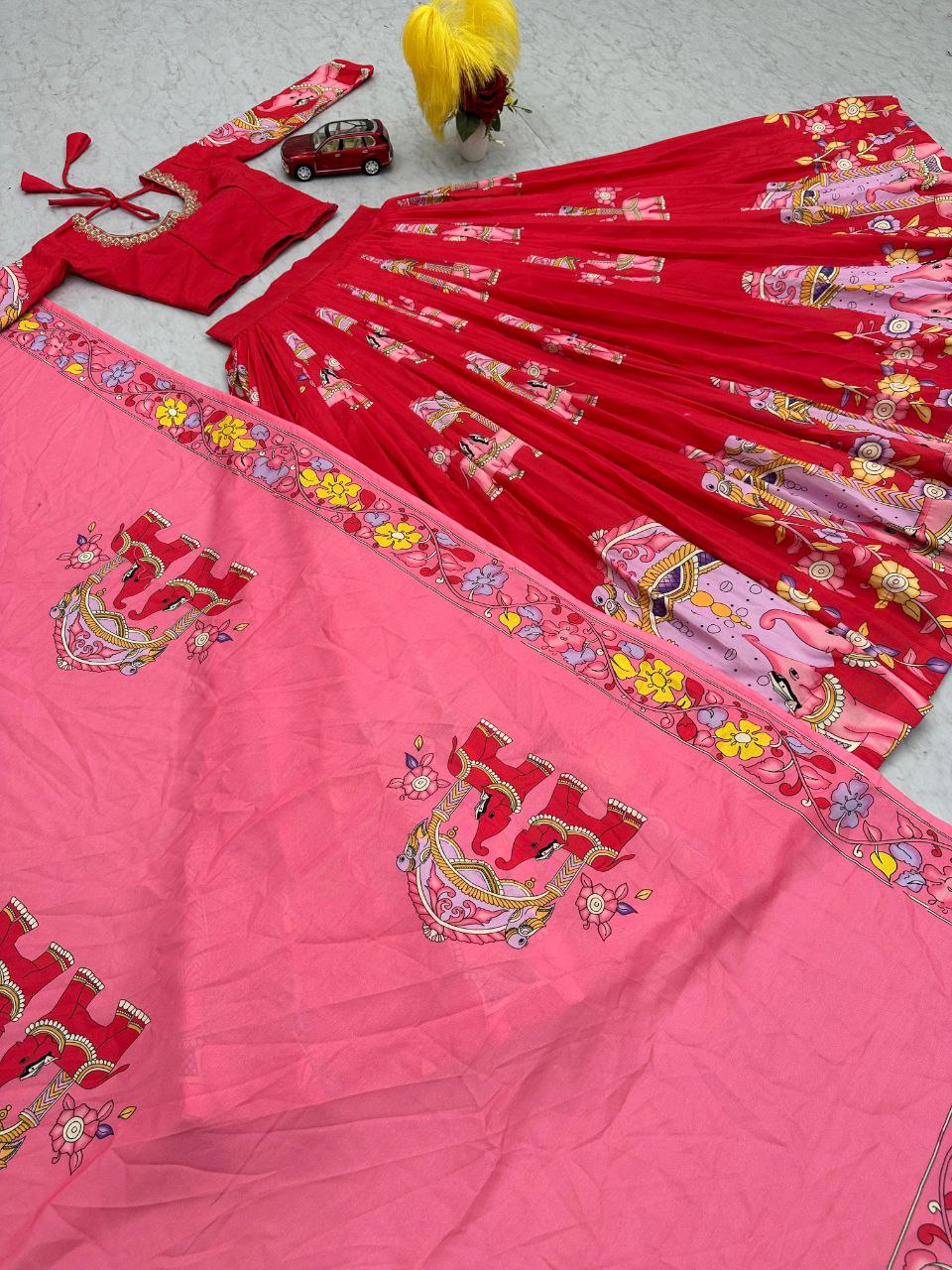 Kalamkari Cotton Lehenga Choli with Dupatta – Elegant Ethnic Wear
