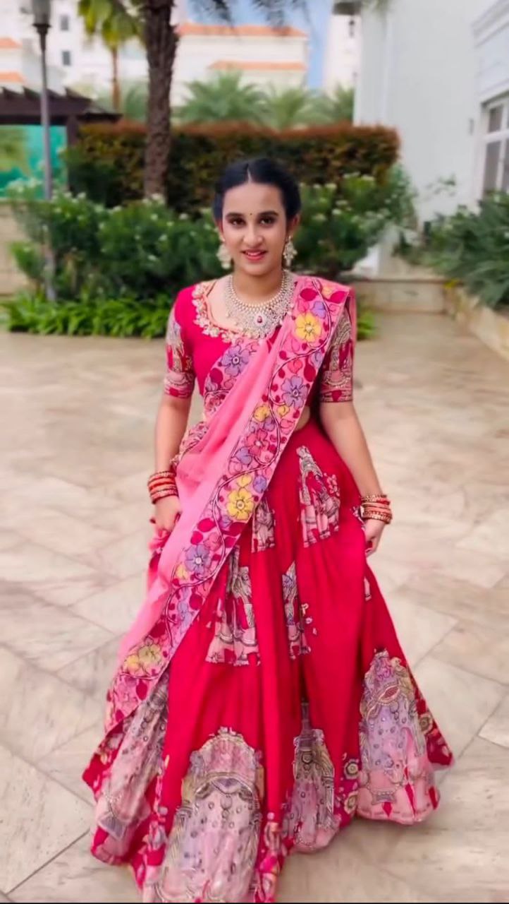 Kalamkari Cotton Lehenga Choli with Dupatta – Elegant Ethnic Wear