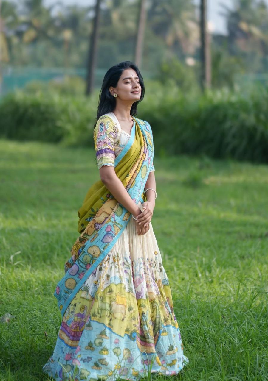Kalamkari Cotton Lehenga Choli with Dupatta – Elegant & Comfortable