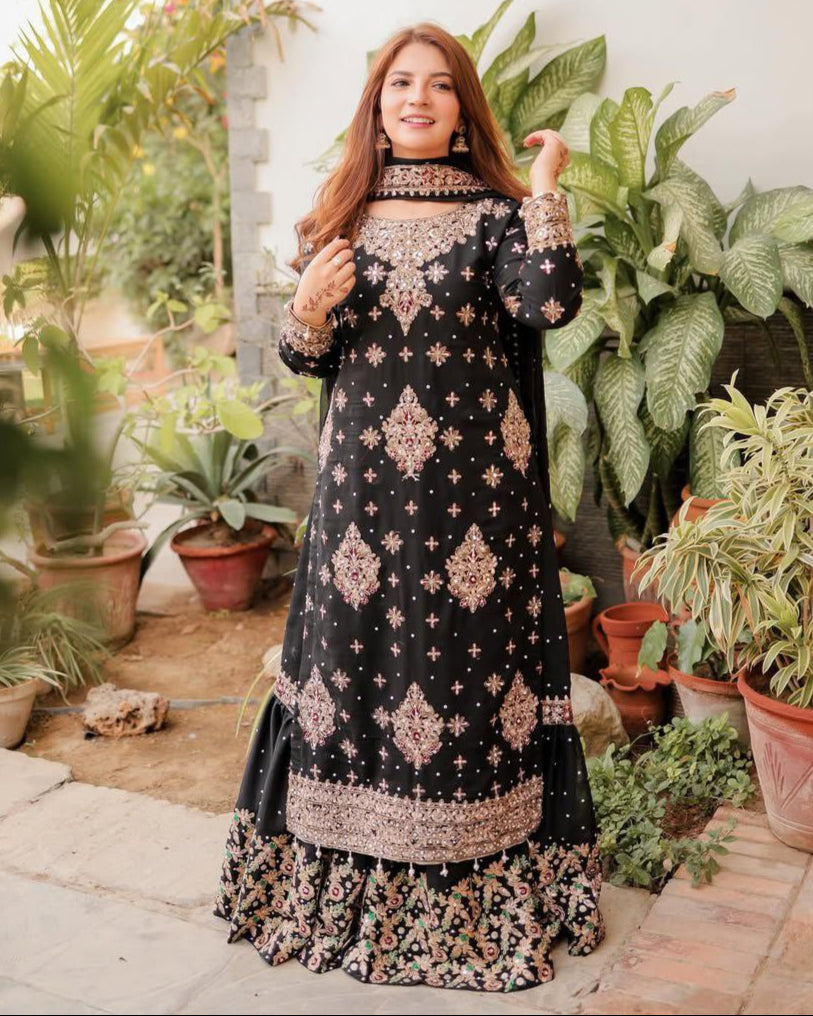 Eid Special Party Wear Sharara Set – Heavy Embroidered Sequins Work