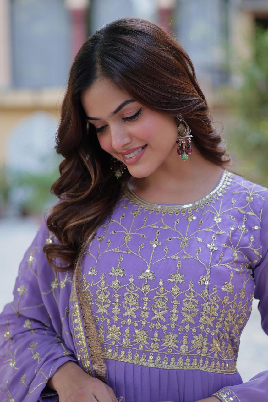 Premium Star Georgette Gown with Embroidered Dupatta β 2025 Collection