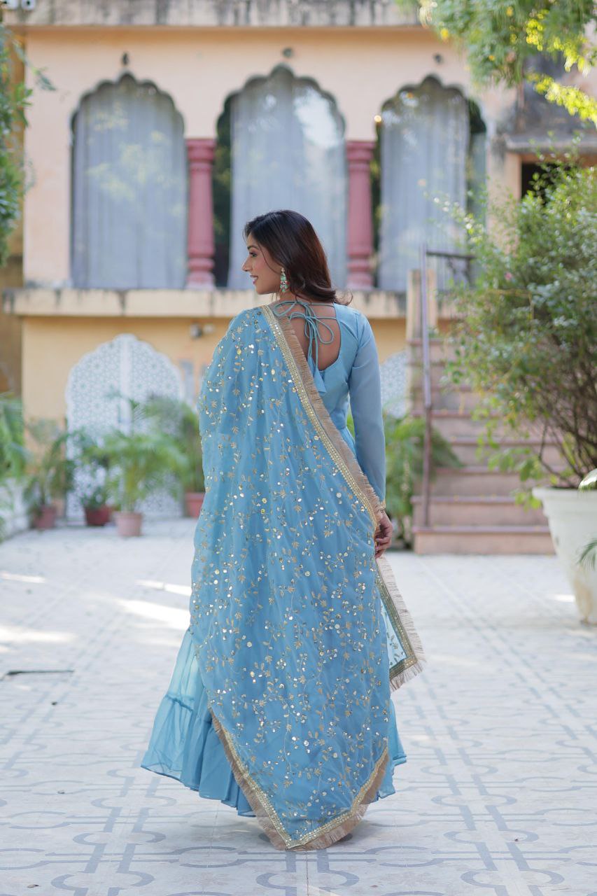 Premium Star Georgette Gown with Embroidered Dupatta β 2025 Collection