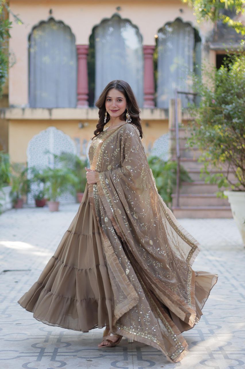 Premium Star Georgette Gown with Embroidered Dupatta β 2025 Collection