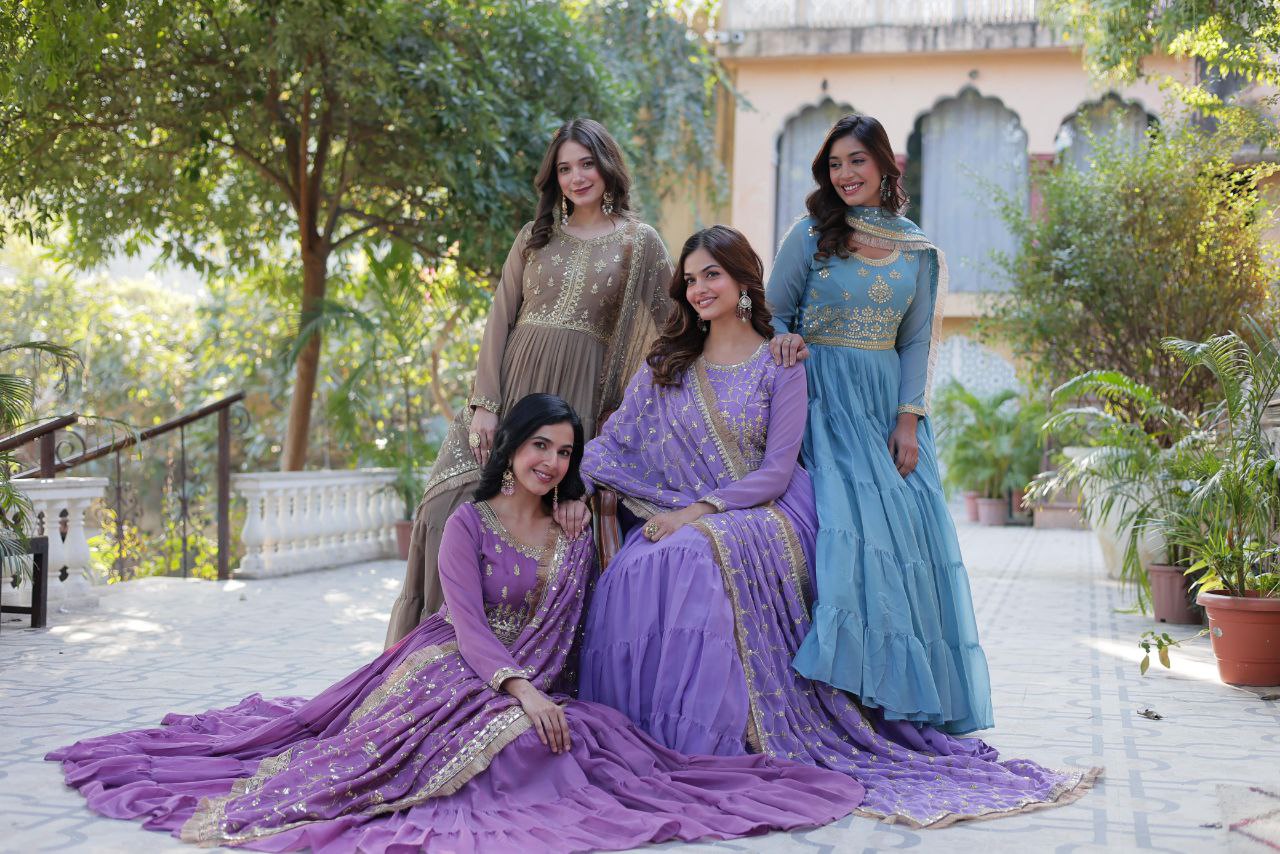 Premium Star Georgette Gown with Embroidered Dupatta β 2025 Collection